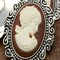1 Pc Flat Lightweight Brown Ivory Silhouette Cameo Antique Brass Frame